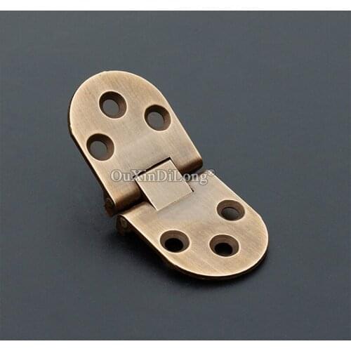 Classic Retro 8PCS Antique Pure Brass Butler Tray Hinges Round Edge Folding Flaps Hinges with Screws
