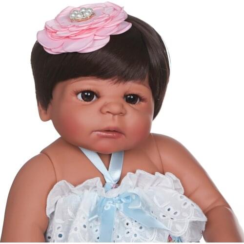 NPK Clearance Sale 55CM Victoria in Dark Brown Bebe Doll Reborn Baby Girl Doll waterproof Bath Toy Birthday Gift
