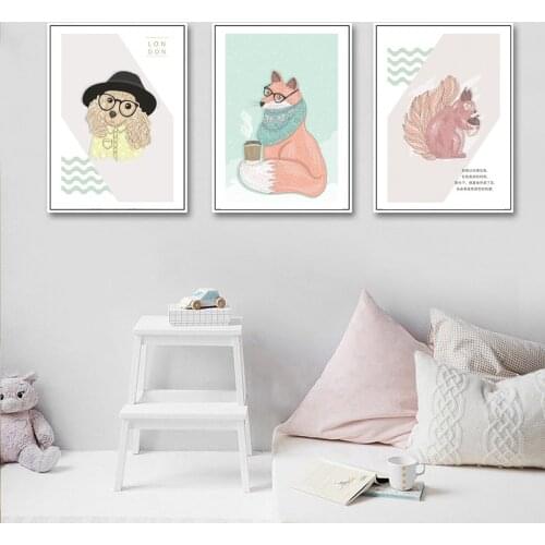 Cartoon Cute Dog Nursery Poster Canvas Print Painting Wall Art Living Room Home Decoration