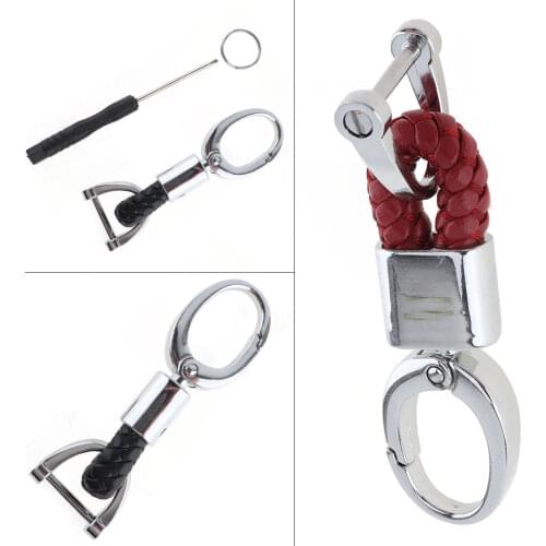 Fashion Zinc Alloy + PU Red/Black Leather Car Key Strap Accessories Key Ring Car Auto Key Strap Waist Walle Keyrings Keyholde