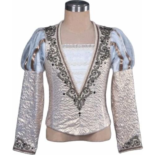 Silver Gold Men Professional Ballet Jacket Top,Boys Performance Ballet Tunic,Mans Ballet Costumes Outfit For Male