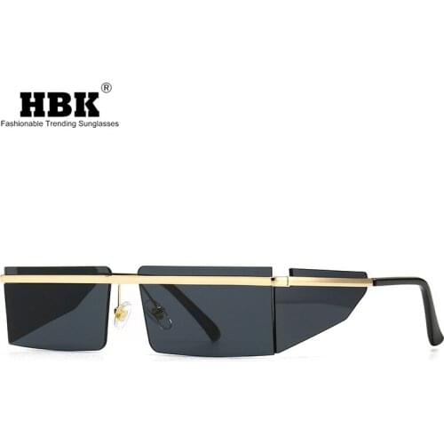 HBK Small Rectangle Punk Vintage Sunglasses Men Women Vintage Metal Steampunk Shades UV400 Fashion Square Glasses 2021 Spring