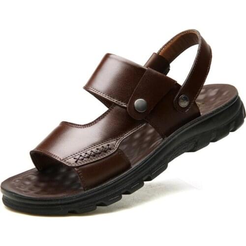 New mens sandals fashion casual beach shoes leather breathable mens shoes