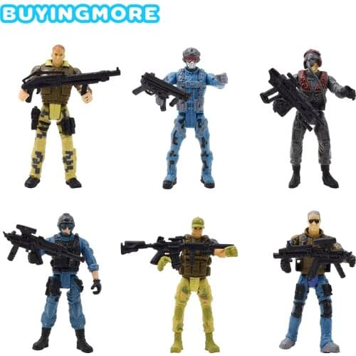 6 Pcs/set Mercenary Soldier Model Kit Action Figure Kids Toys Boys Sand table Decoration Classic Toys Arms Plastic Model Figure