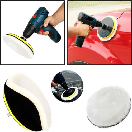 A Set Wool Polishing Buffer 6 inch Buffing Pads Kit with Connecting Rod Back Pad for Cars Glass Polisher