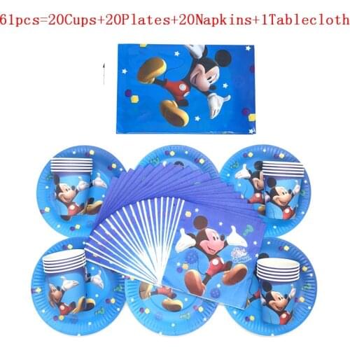 Disney Hot Cartoon Blue Mickey Mouse Theme Party Tableware Sets Children Birthday Party Supplies Decoration Baby Shower product