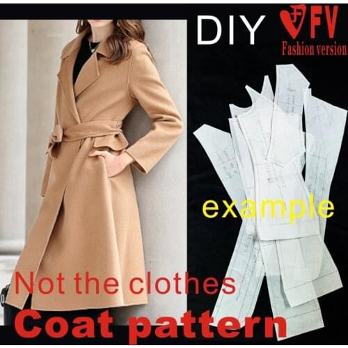 Double-sided woolen woolen womens coat pattern sewing drawing 1:1 garment pattern BFY-181