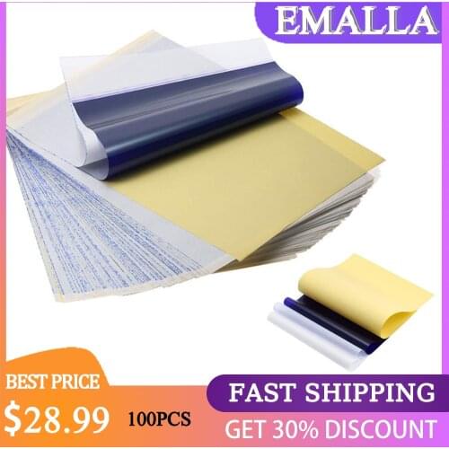 EMALLA 100 Sheets Transfer Paper Tattoo Stencil Paper Thermal Stencil Paper 4 Layers DIY Tattoo Tracing Paper Tattoo Supplies