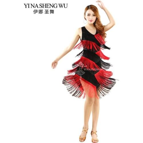 Latin Dance Costume Tassel Square Modern Dance Dress Sexy Sequin Latin Dance Dress Dance Practice Competition Performance Dress