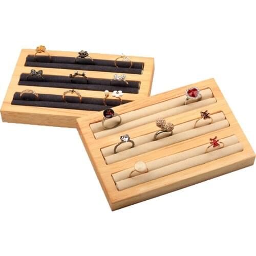 Solid wood ring display tray, multi-purpose earring jewelry storage rack, jewelry display display props