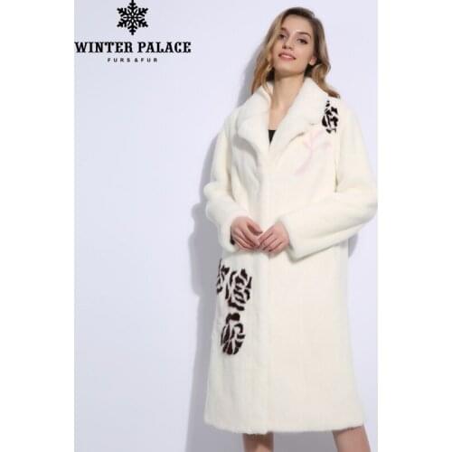 Popular roses 3D illustration mink fur coat pure white lapel natural mink fur coats import mink coats women