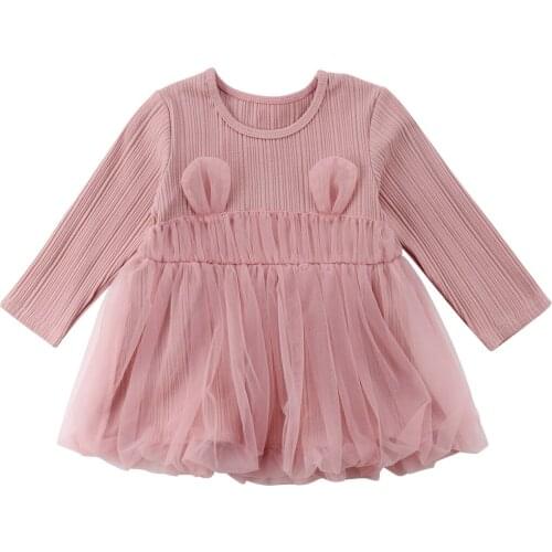 Newborn Infant Kid Baby Girl Casual ulle Tutu Princess Party Long Sleeve Dress Clothes Size 0-3T