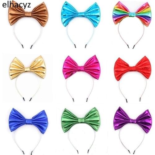 3pcs/lot New 7'' big Metallic Bow Headband Hair Bands Kids&Children DIY Hair Accessories Solid Festival Headwear