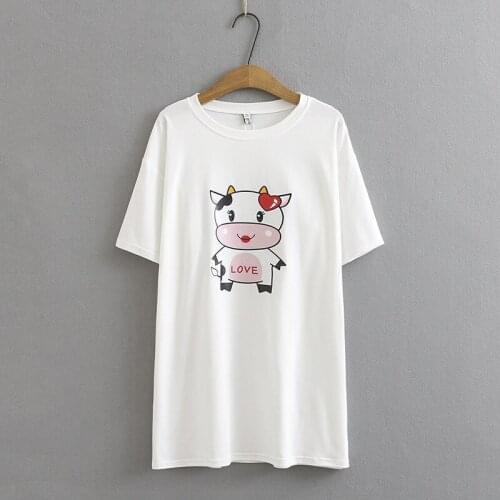 Plus Size XL-4XL Womens Cute Niu Printed Summer Tshirts Oversized Short Sleeve Tops Casual Shirts