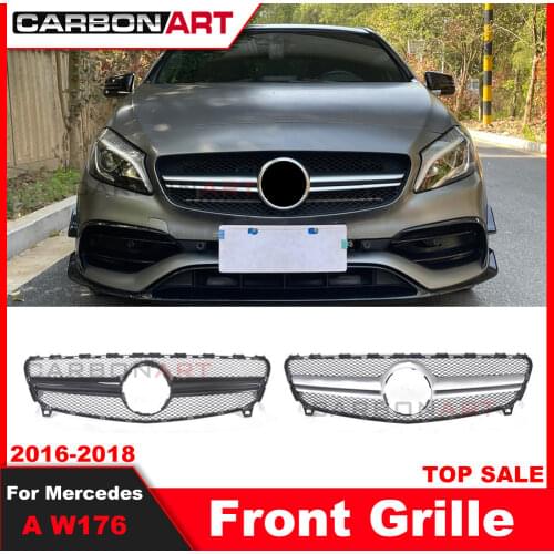 A class W176 GT Style Grille Black Silver For A Class W176 Front Bumper Racing Grill Mercedes benz 2016-2018 A180 A200GRILL