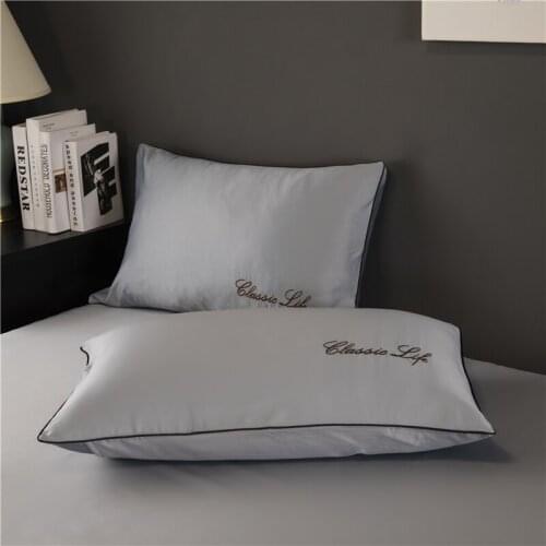 Silk Satin Pillowcase High End Embroidery Sleep Pillow Cover Solid Color Pillowcase Cover Free Shipping