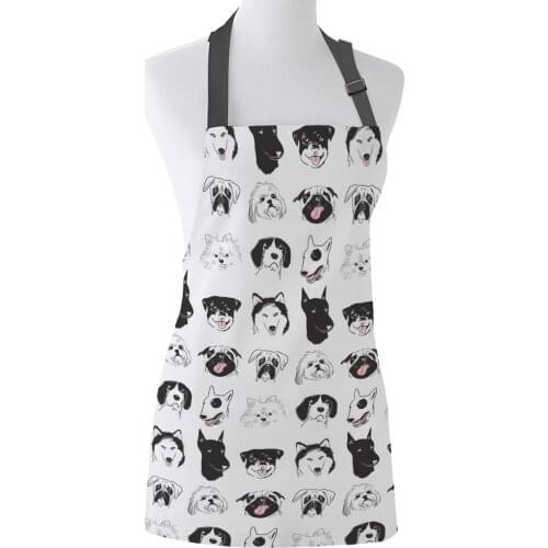 Funny Apron Funny Dog Husky Doberman Pomeranian Bulldog Pug Dog Kitchen Aprons for Women Man Kids Home Cooking Baking Waist Bib