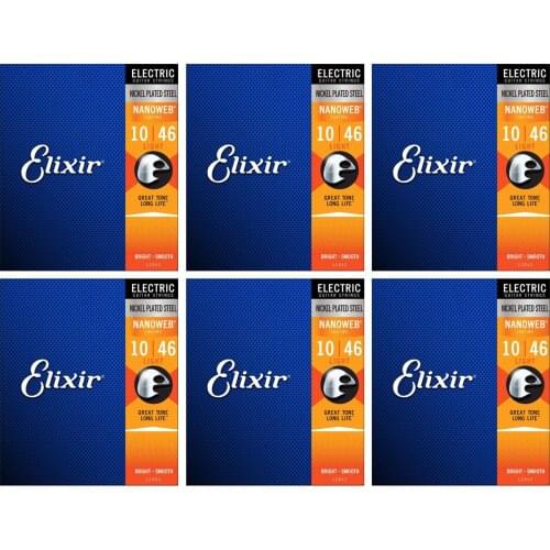 Elixir 12052 NanowebCoating Nickel Plated Steel Electric Guitar Strings Standard Tension 010-046