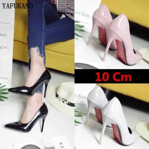 10cm Sexy Red Patent Leather High Heels 2020 Brand Design Thin Heels Pointed Toe Pumps Elegant Dress Party Wedding Women Shoes