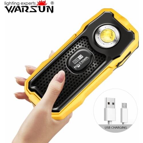 WARSUN ES160 Portable Magnet Flashlight Inspection Working Lamp Rechargeable Light With Bluetooth Speaker and Power Bank