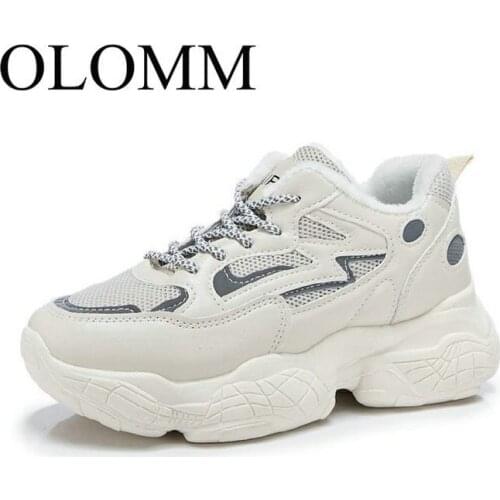 OLOMM luminous old shoes women 2019 winter new fashion temperament womens shoes casual high-heeled sports shoes women AB-110