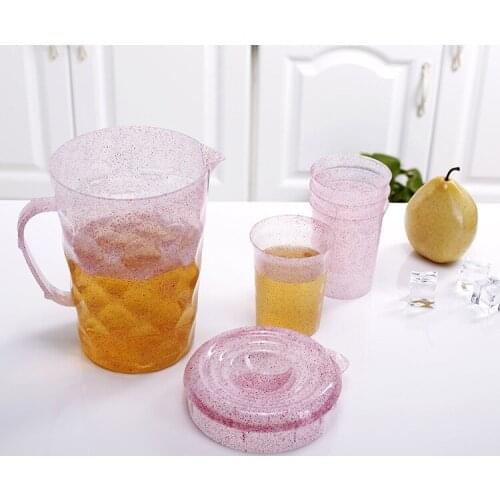 1PC 3 Colors High quality FDE PP cold water canisters cool water pot with handle 1pc pot+4pcs cup J0724