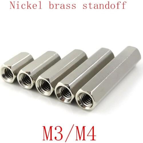 20PCS/10PCS m3 M4 F to Female nickel Brass Standoff Spacer M3 Hexagonal Stud Spacer Pillars