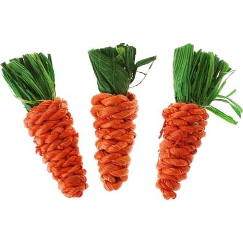 3pcs/set Carrot Shaped Rabbit Hamster Chew Bite Toys Guinea Pig Tooth Cleaning Toys Hamster Guinea Rabbit Rat toys