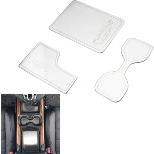 3pcs/set Stainless Steel Car Inner Central Dashboard Water Cup Pad Holder Trim Fit For Honda CRV 2017-2018 Car Styling Accessori