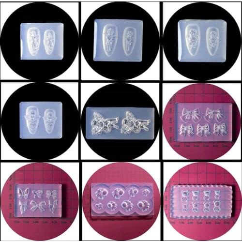 3D Carving Silicone Nail Mold Stamping Nail Template Angel Butterfly Pattern DIY UV Gel Acrylic Crystal
