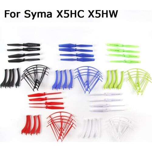 5 Sets * Syma X5HC X5HW RC Quadcopter Spare Parts Blades Propeller+Protector Guard Cover Ring+Landing Skid Gear Assort color