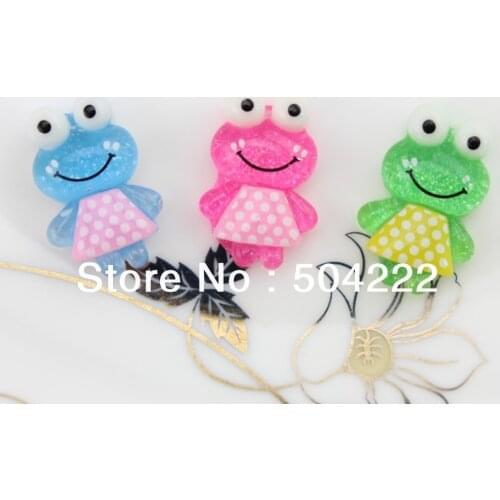 60pcs lovely Glitter mix Frog Cabochons (15x20mm) Cell phone decor, hair pin, rings DIY kitsch frogie glitter you pick color
