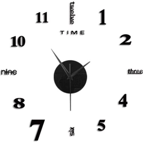 Acrylic Clocks 3D Mirror Surface Sticker Creative Gift 3D DIY Home Office Decor Creativity 50x50CM Time Mark Modern Simple