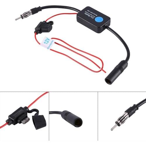 12V Antenna FM Radio Amplifier​​ Aerial Signal Booster Universal Antenna Radio Amplifiers With Adhesive And Red Clip