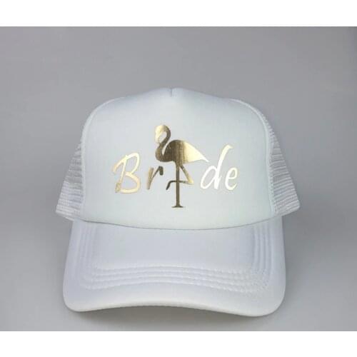 C&Fung Flamingo Trucker Hat Gold Vinyl wedding party Bachelorette Baseball Cap Vacation beach ladies team bride hats