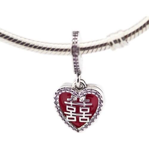 DIY Beads for Jewelry Making Sterling-Silver-Jewelry Happiness Heart Hanging Charm Bead Charms Silver 925 Berloque Perles Women