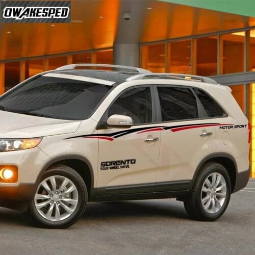 Both Side Car Waist Lines Motor Sport Stripes Sticker Auto Door Side Decor Vinyl Decals For Kia Sorento Exterior Accessories