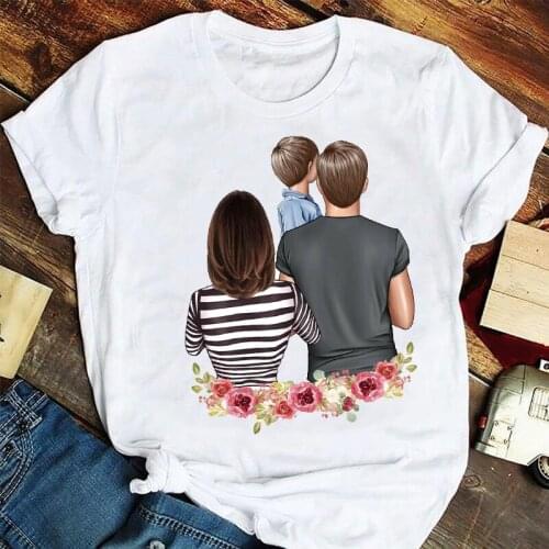 Women Fashion Love Mom And Dad Son Family Summer Mama Mother Tshirts Clothes Graphic T Top Lady Print Female Tee T-Shirt