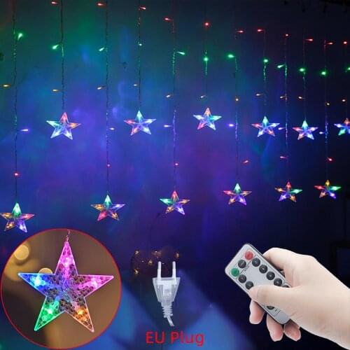 2.5M LED Christmas Star String Lights Garland Fairy Curtain light Outdoor Indoor For Bedroom Home Party Wedding Ramadan Decor