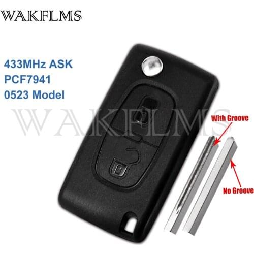 2 Buttons Remote Flip Key Car Key For Peugeot 207 307 308 407 2001-2005 433MHz PCF7941 Blade CE0523