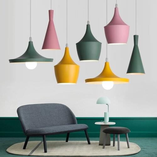 Colorful Pendant Lights Modern Industrial Lampshade Loft Nordic Hanging Lamp Kitchen Island Bedroom Living Room Decor Luminaire