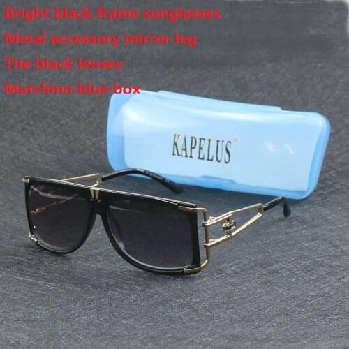 KAPELUS Square metal sunglasses Bright black big face sunglasses Outdoor sunglasses 4071