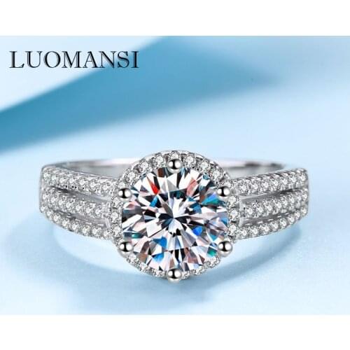 Luomansi 2CT 3CT 9MM Moissanite Silver Ring with GRA Certificate S925 Jewelry Wedding Party Woman Gift
