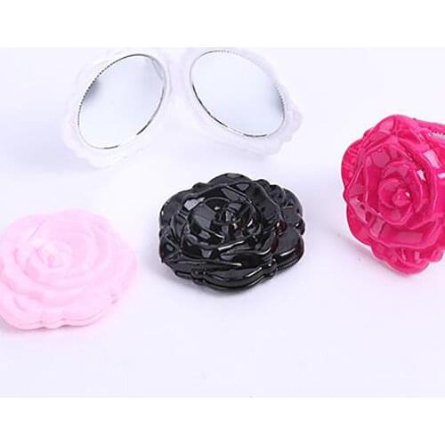 Mini Portable Rose Flower Mirror Double Sides Folding Round Mirrors Girls Ladies Pocket Small Mirror Makeup Cosmetic Accessories
