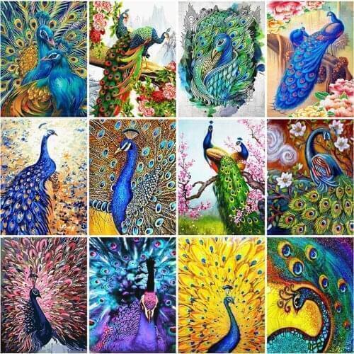 MomoArt 5D DIY Diamond Painting Peacock Handmade Gift Diamond Embroidery Animal Cross Stitch Mosaic Wall Decorations