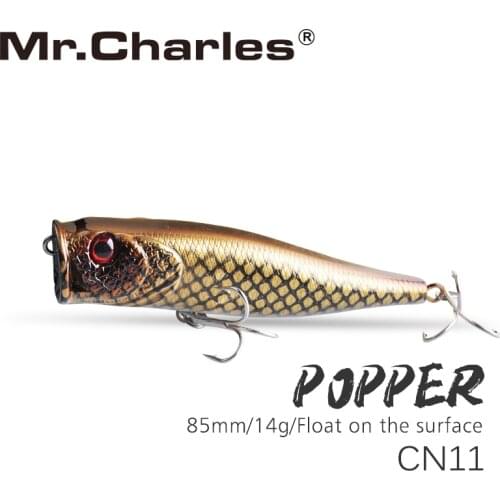 Mr.Charles CN11 popper Lure 85mm 14g Float on the surface Swimbait Hard Bait High Carbon Steel Hook