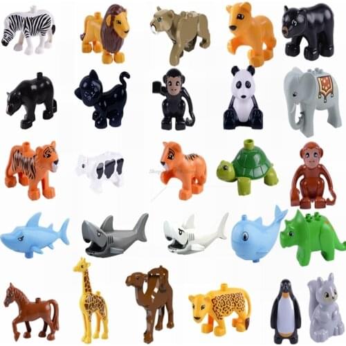 Big Size Animals Set Toys Shark Figure Monkey Dinosaur Lion Dolphin Educational Building Blocks Kids Toy Farm Animal Figures