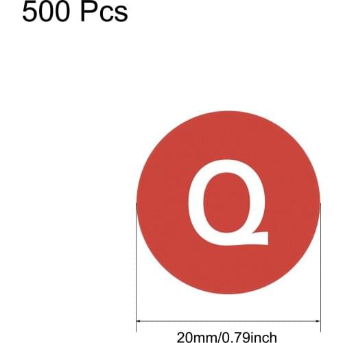 Uxcell Round Letter Stickers, 20mm Dia Letter Q Self Adhesive PVC Label Red 500 Pcs