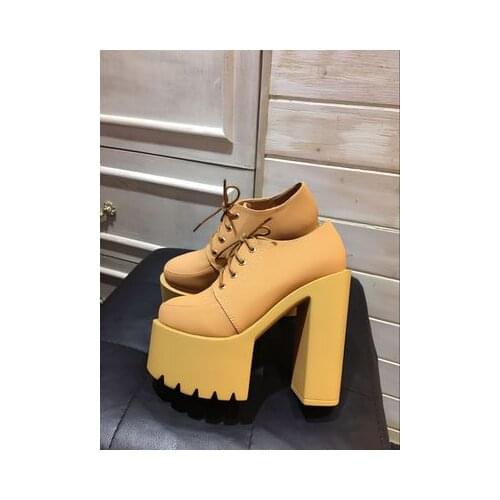 The new European and American style singer waterproof platform 15CM Roman shoes nightclub muffin bottom high-heeled stage shoes