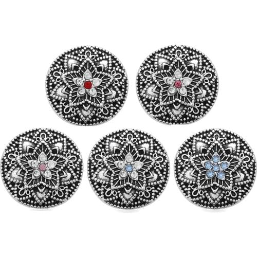 10pcs/lot Mixed Beauty Flower Rhinestone 18mm Snap Buttons fit DIY Snap Bracelets&Bangles Jewelry For Women